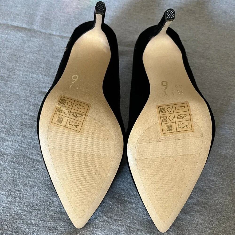 Mix No. 6 Black Velvet Heels w/ Gold Stars. Never Worn. Size 7.5 US | 38 EU - Picture 6 of 12